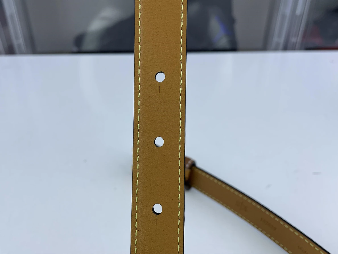 LOEWE Brown Belt with GOLD Metal Lichi leather (85-125cm) AllSeason 13