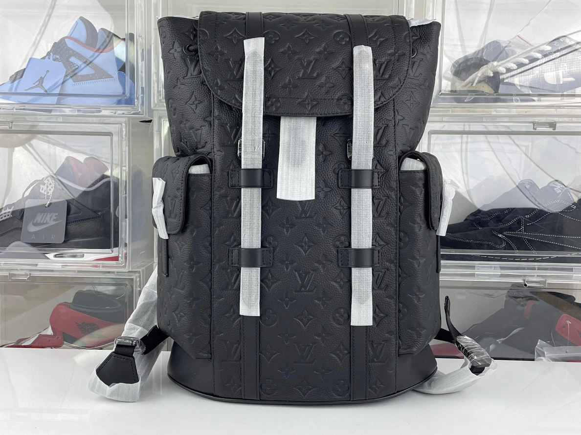 LV Monogram Black Leather Christoer Backpack (41 x 47 x 13 cm) Popular 176