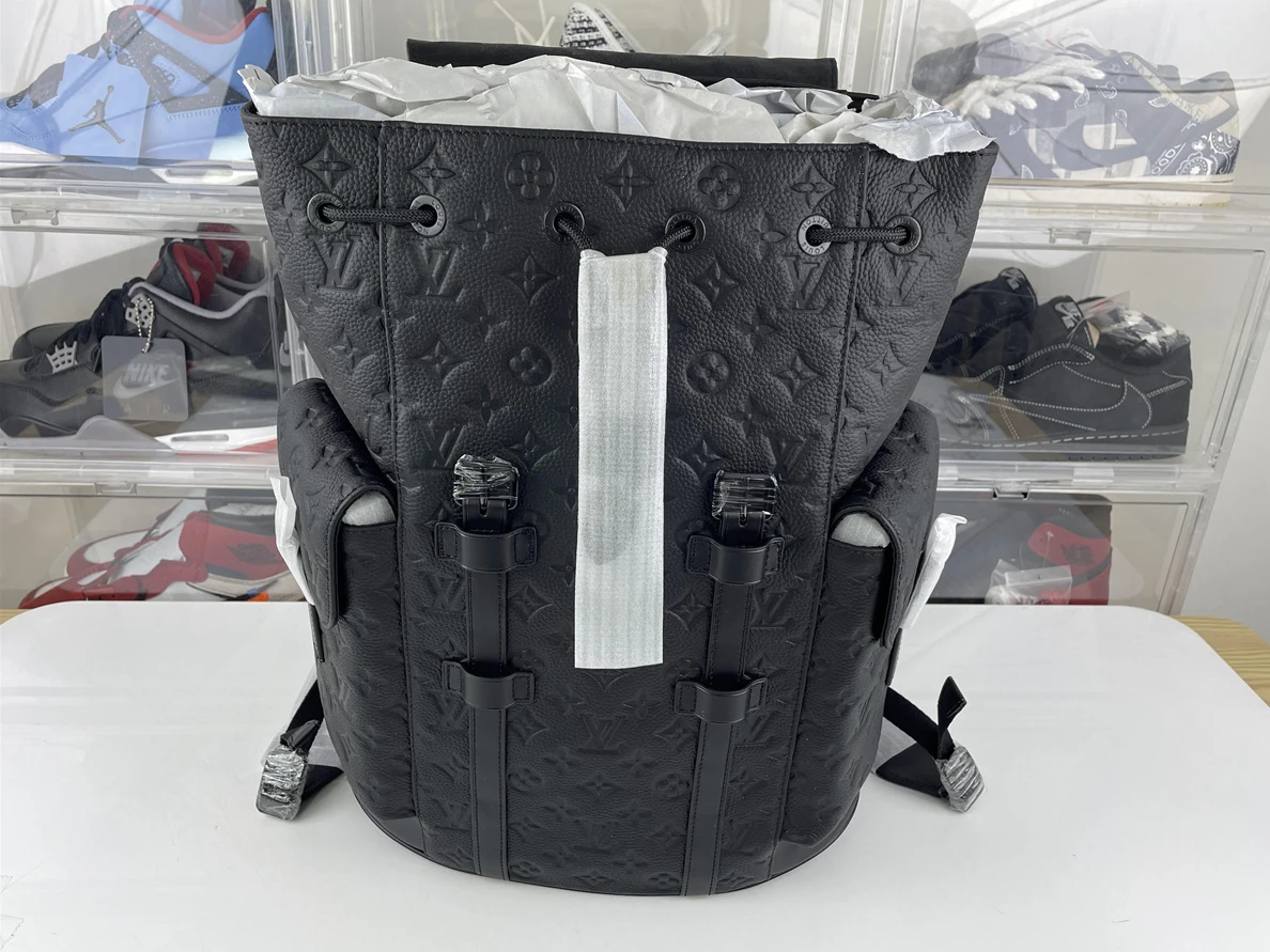 LV Monogram Black Leather Christoer Backpack (41 x 47 x 13 cm) Popular 176