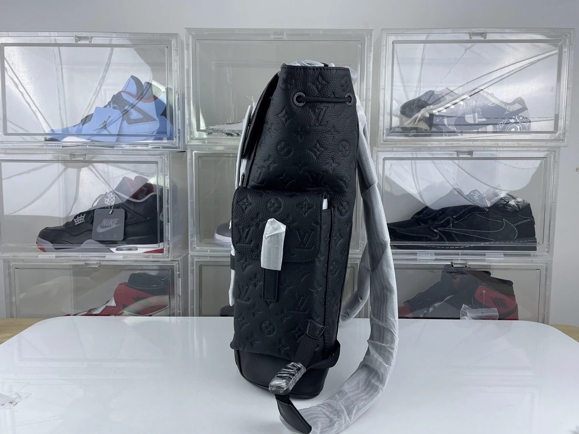 LV Monogram Black Leather Christoer Backpack (41 x 47 x 13 cm) Popular 176