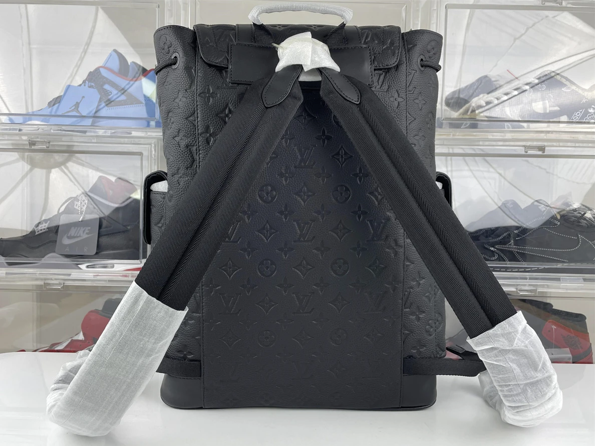 LV Monogram Black Leather Christoer Backpack (41 x 47 x 13 cm) Popular 176
