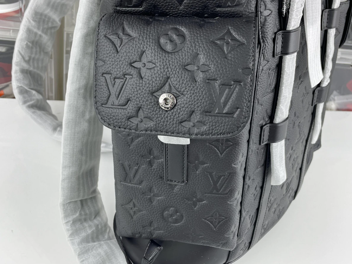 LV Monogram Black Leather Christoer Backpack (41 x 47 x 13 cm) Popular 176