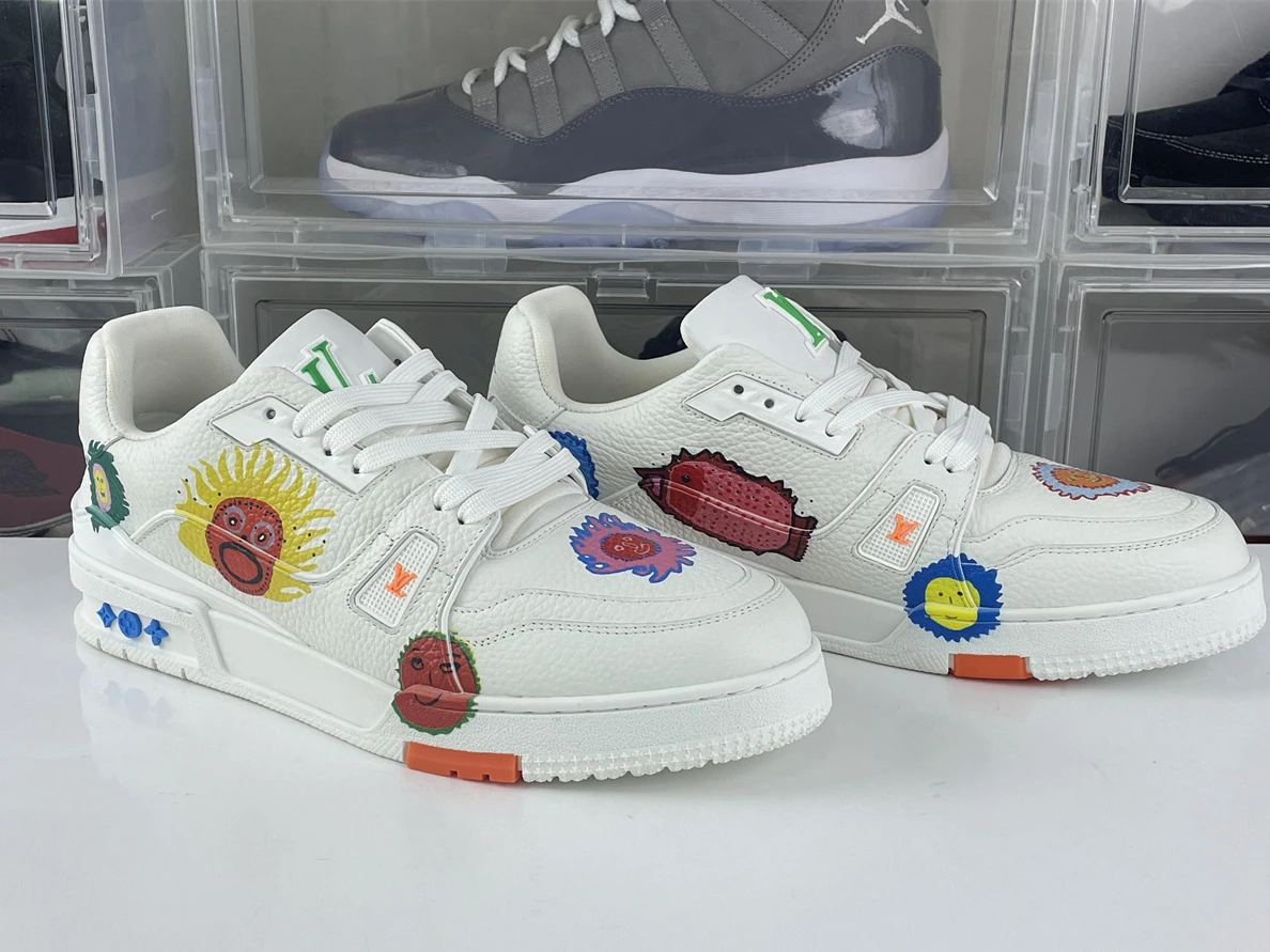 LV White with sun faces skate shoes 2023 Popular 169