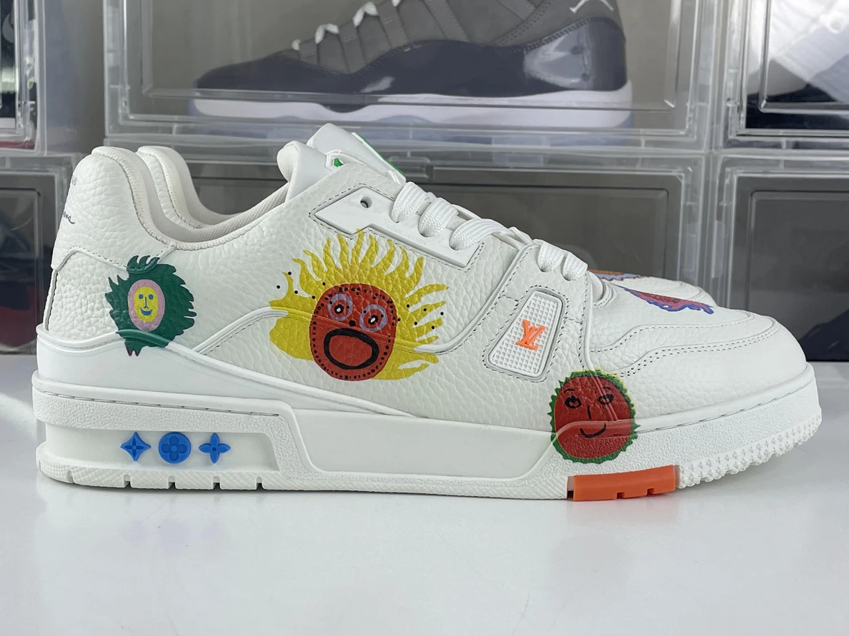 LV White with sun faces skate shoes 2023 Popular 169