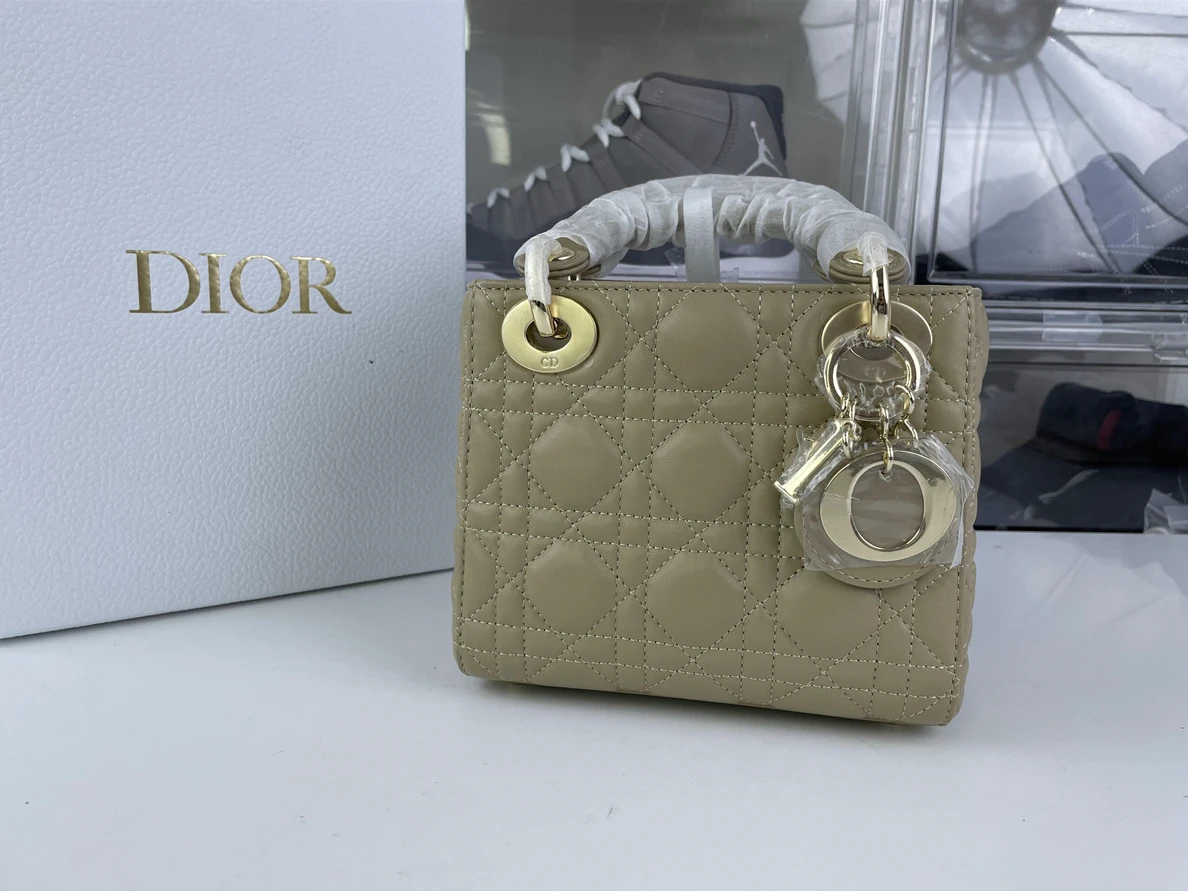 Lady Dior Micro Tan color bag, (17 x 15 x 7cm) lights makes it looks darker Affordable 217