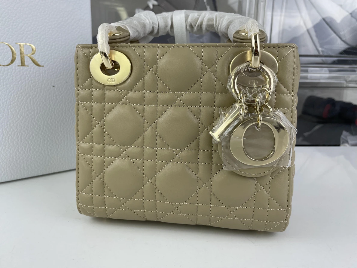 Lady Dior Micro Tan color bag, (17 x 15 x 7cm) lights makes it looks darker Affordable 217