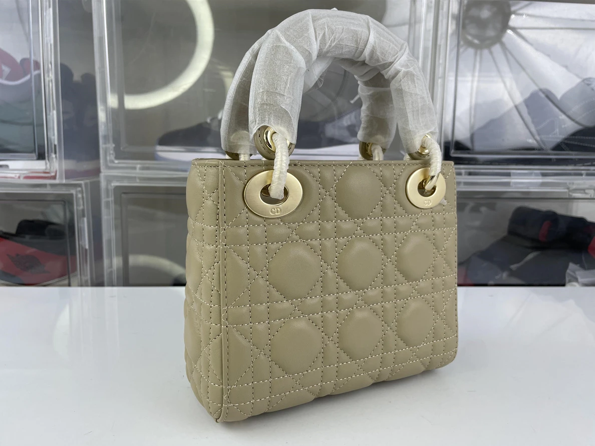 Lady Dior Micro Tan color bag, (17 x 15 x 7cm) lights makes it looks darker Affordable 217