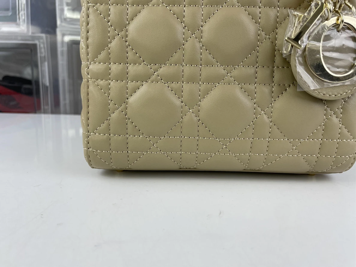 Lady Dior Micro Tan color bag, (17 x 15 x 7cm) lights makes it looks darker Affordable 217