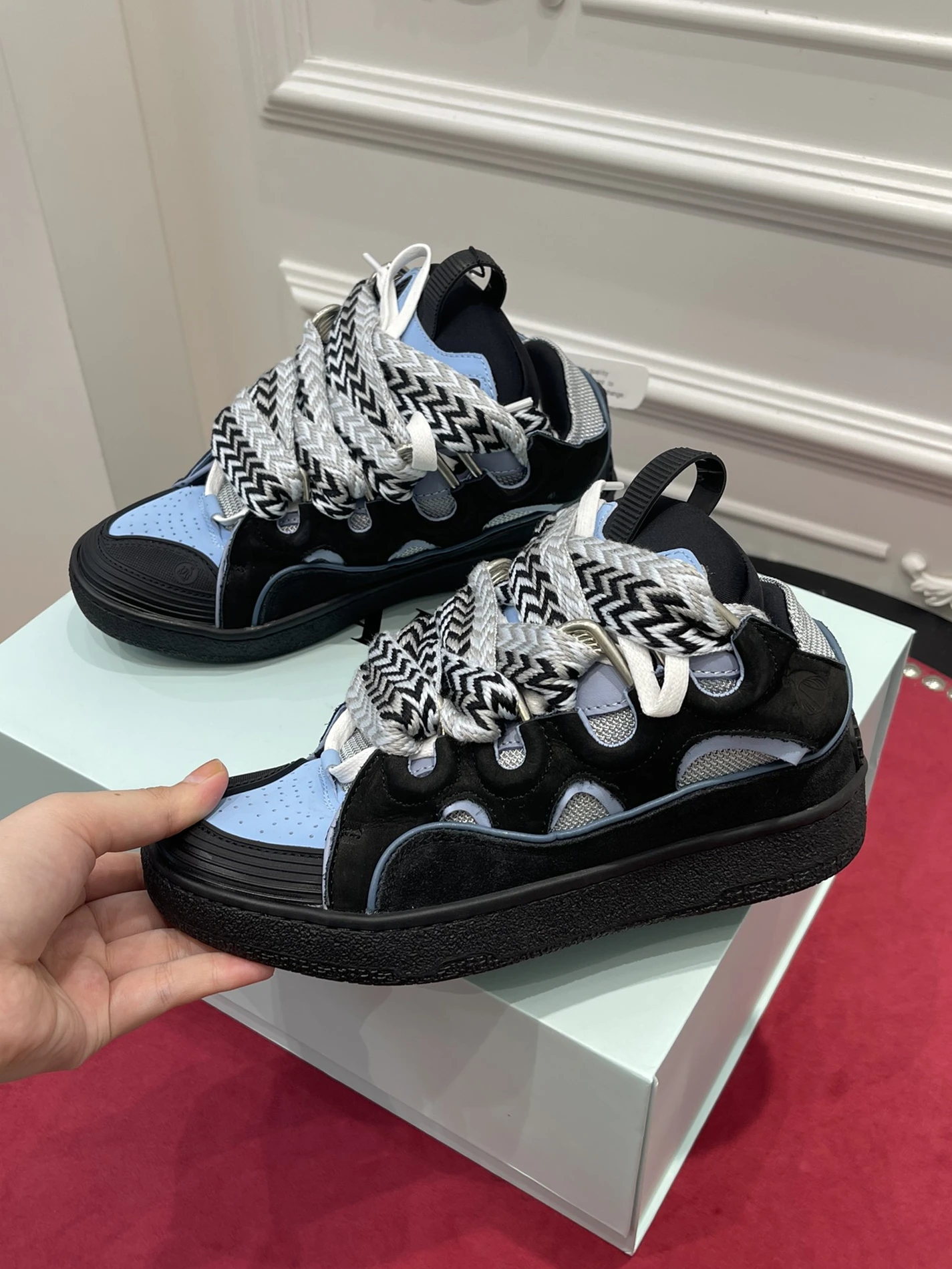 Lanvin Leather Curb Black Light Blue FM-SKRK11-DWSL-P22 Trendy 1478