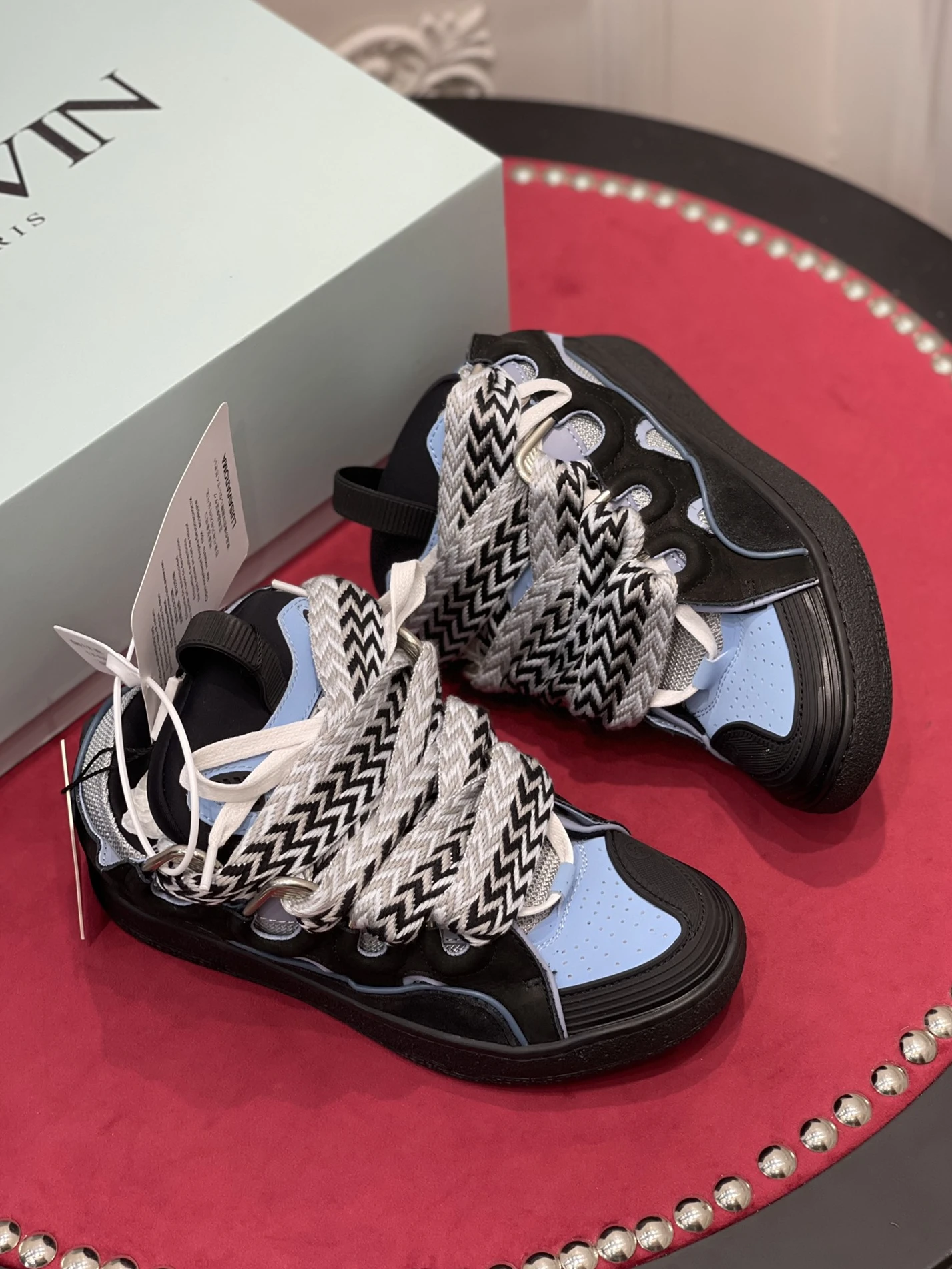 Lanvin Leather Curb Black Light Blue FM-SKRK11-DWSL-P22 Trendy 1478