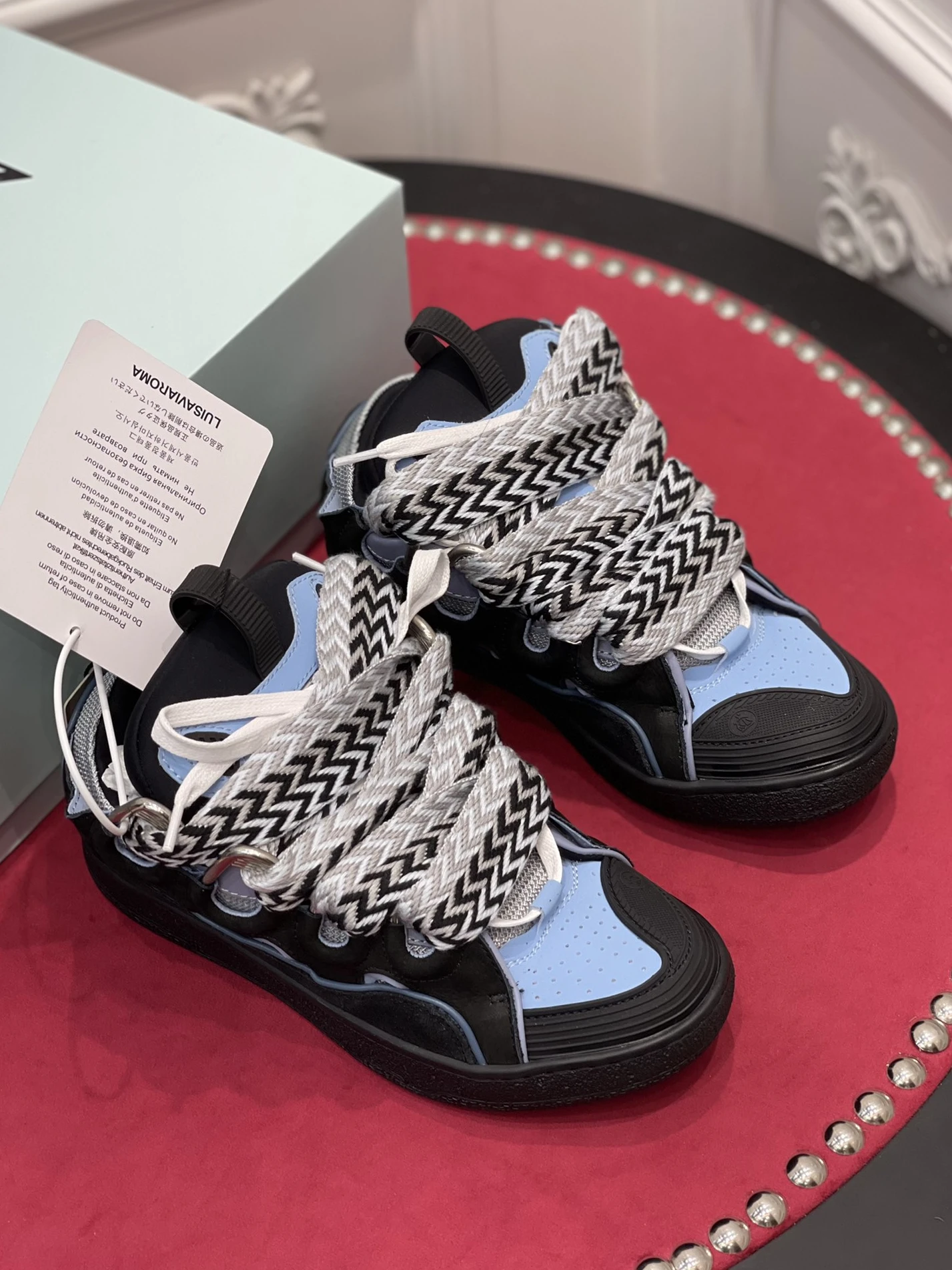 Lanvin Leather Curb Black Light Blue FM-SKRK11-DWSL-P22 Trendy 1478