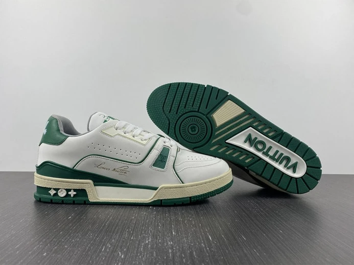 Louis Vuitton LV Trainer Sneaker Low White Green 1A54HM GoAnywhere 1517