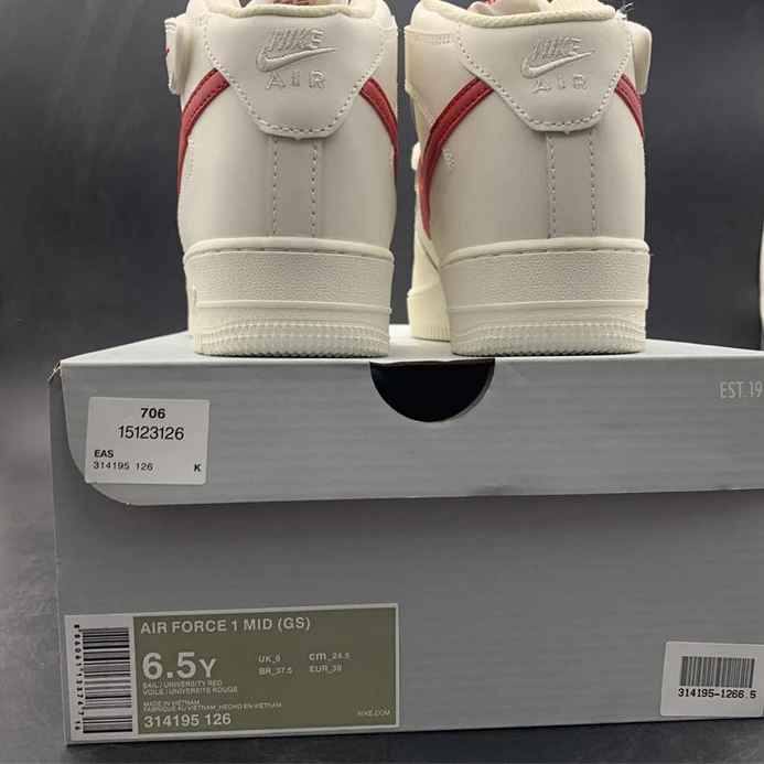 NewStyle Nike Air Force 1 Mid Sail University Red  315123-126 2522