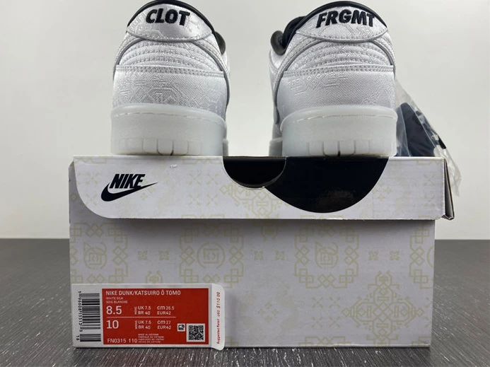 Nike Dunk Low CLOT Fragment White FN0315-110 Comfortable 1779