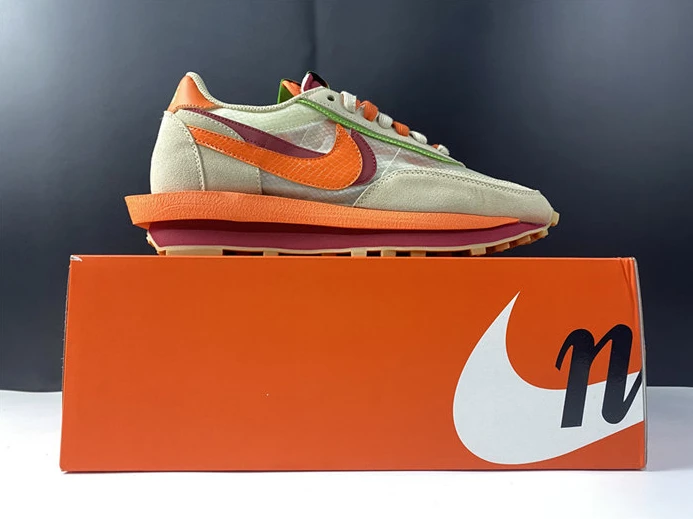 Nike LD Waffle sacai CLOT Kiss of Death Net Orange Blaze Fashionable 2707