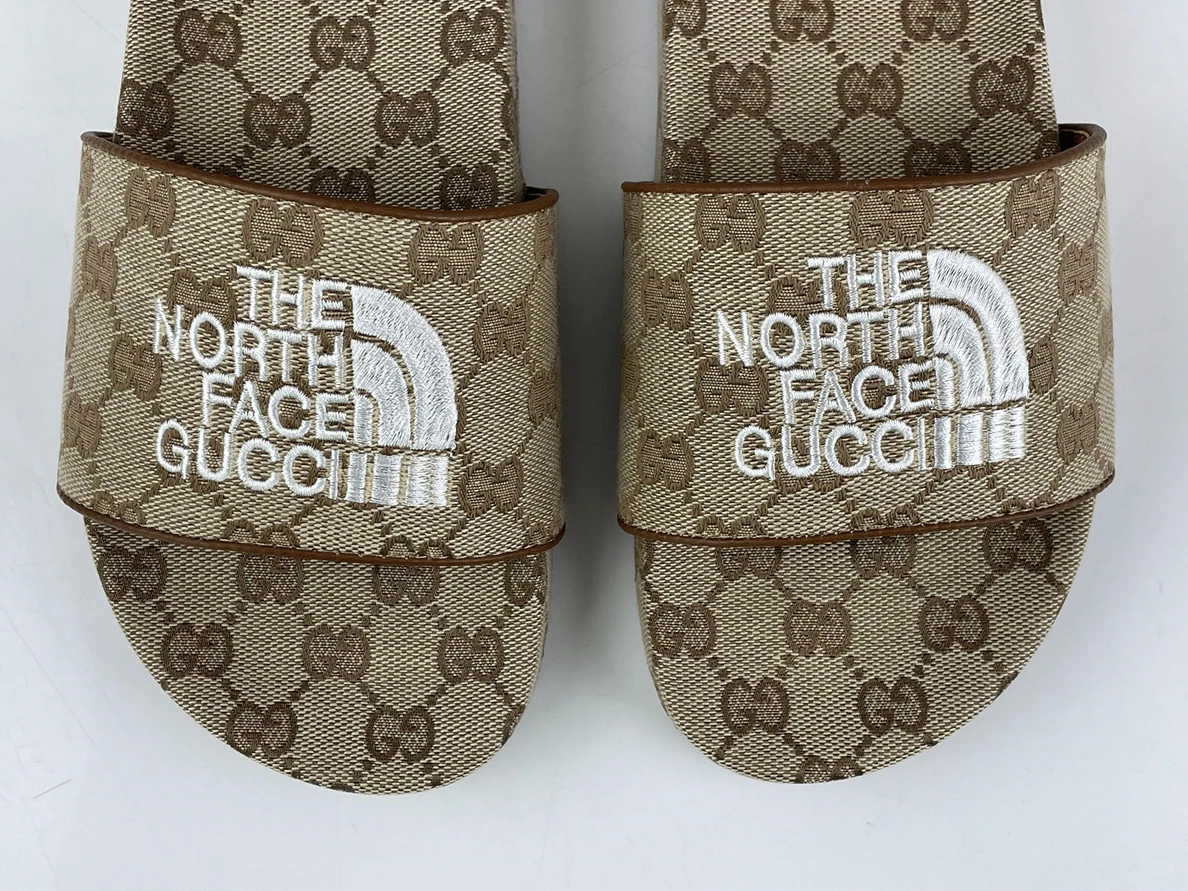 North Face X GUCCI Brown color slipper Trendy 89