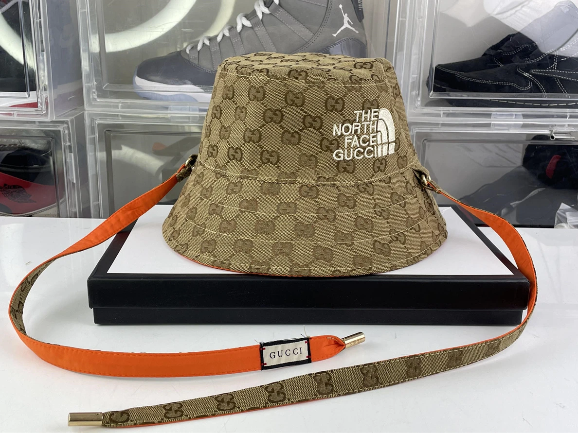 North Face x GUCCI bucket Fisherman hat (both sides wearing) Popular 16