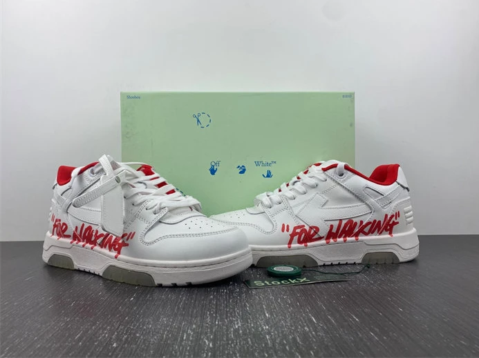 OFF-WHITE Out Of Office "OOO" Low Tops For Walking White White Red FW21 OMIA189F21LEA0030125 HighQuality 1420