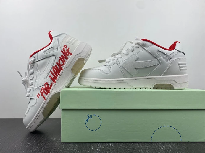 OFF-WHITE Out Of Office "OOO" Low Tops For Walking White White Red FW21 OMIA189F21LEA0030125 HighQuality 1420