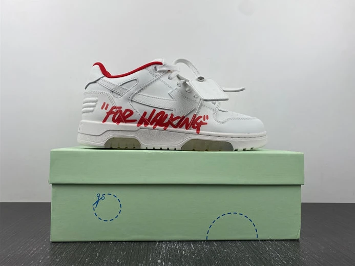 OFF-WHITE Out Of Office "OOO" Low Tops For Walking White White Red FW21 OMIA189F21LEA0030125 HighQuality 1420