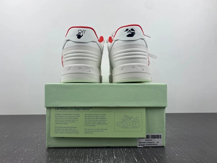OFF-WHITE Out Of Office "OOO" Low Tops For Walking White White Red FW21 OMIA189F21LEA0030125 HighQuality 1420
