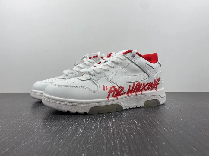 OFF-WHITE Out Of Office "OOO" Low Tops For Walking White White Red FW21 OMIA189F21LEA0030125 HighQuality 1420