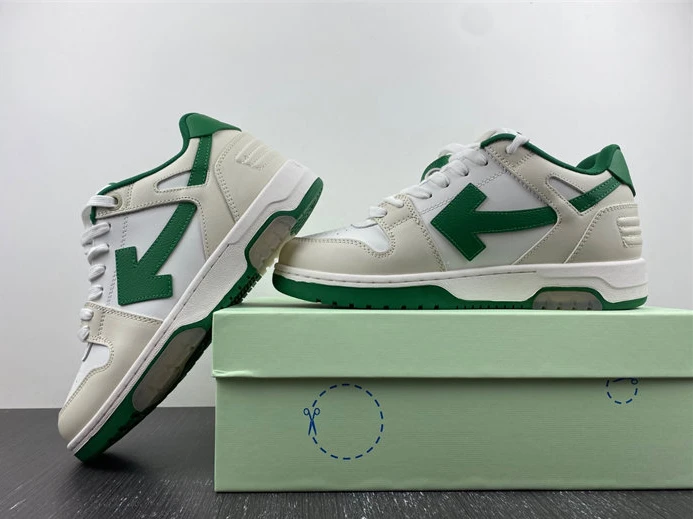 OFF-WHITE Out Of Office "OOO" Low Tops White Green 2021 OMIA189R21LEA0010155 NewStyle 1424
