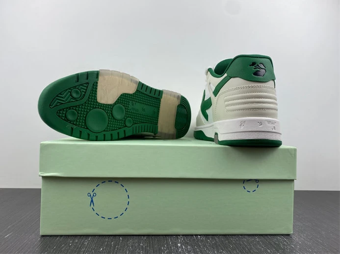 OFF-WHITE Out Of Office "OOO" Low Tops White Green 2021 OMIA189R21LEA0010155 NewStyle 1424