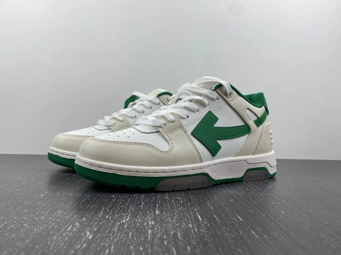 OFF-WHITE Out Of Office "OOO" Low Tops White Green 2021 OMIA189R21LEA0010155 NewStyle 1424