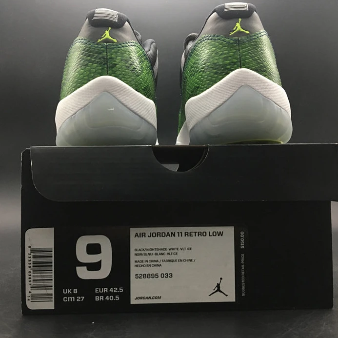 Popular 2259 Jordan 11 Retro Low Green Snakeskin 528895- 1086