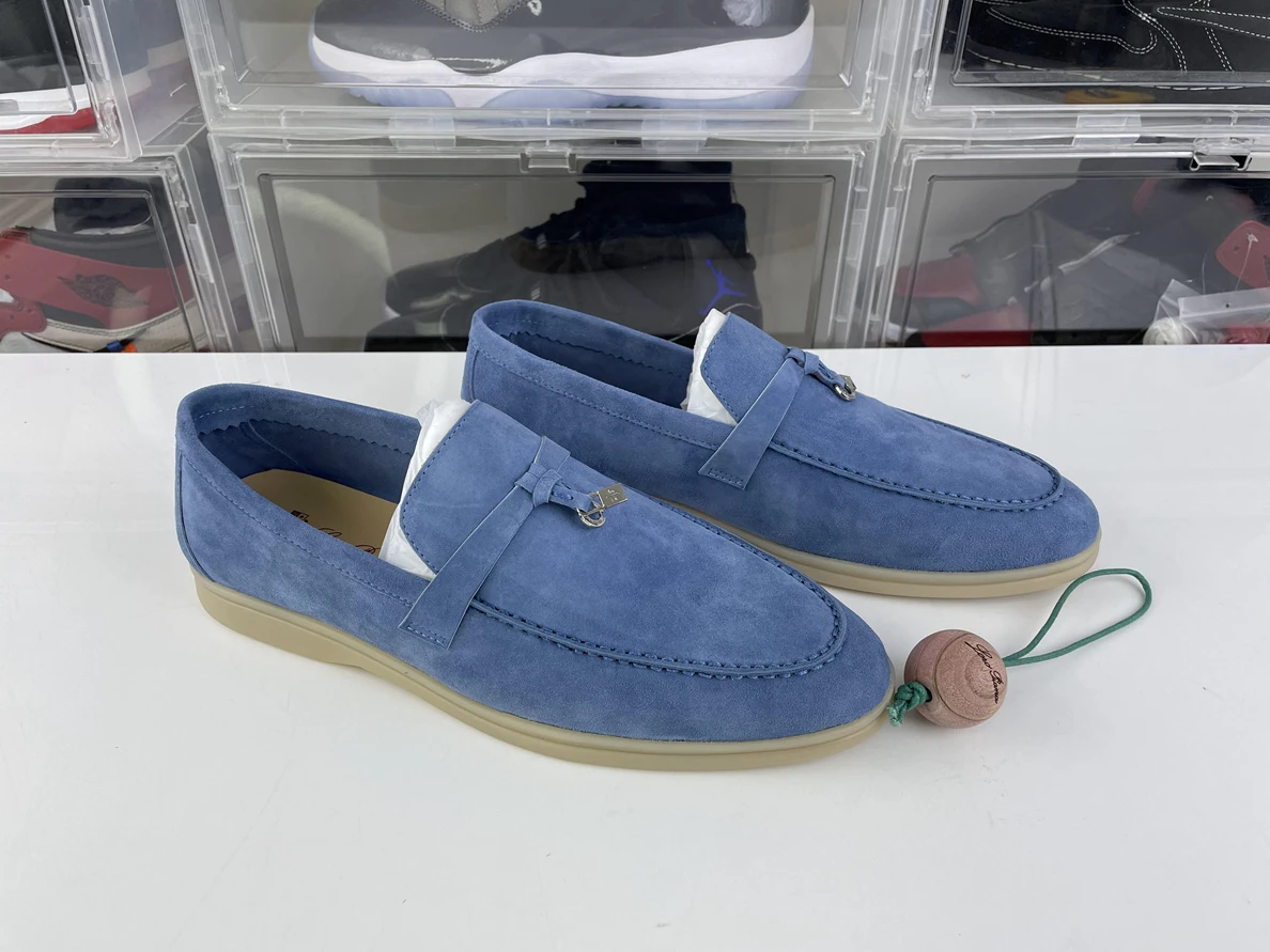 Popular 8886 Loro piana UNC Blue summer walk shoes Suede 3528