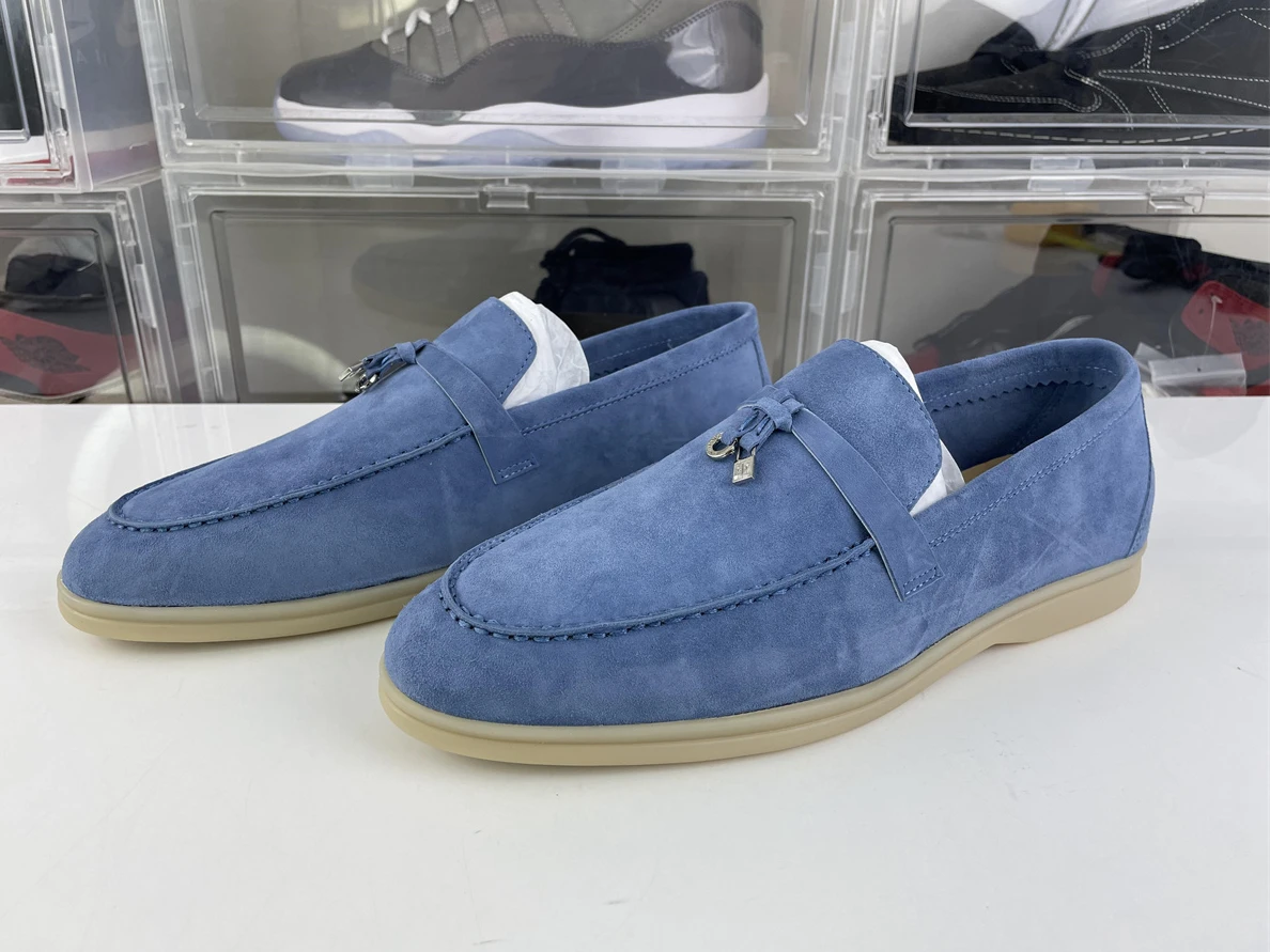 Popular 8886 Loro piana UNC Blue summer walk shoes Suede 3528