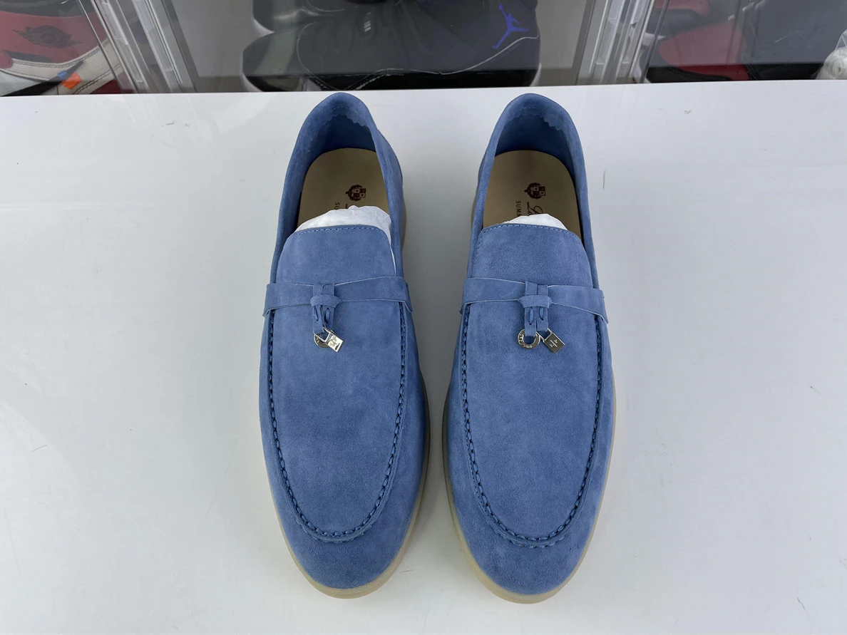 Popular 8886 Loro piana UNC Blue summer walk shoes Suede 3528