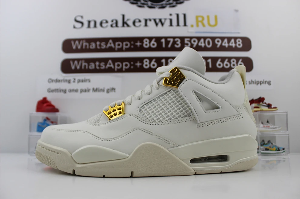 Popular GOAT Air Jordan 4 WMNS Sail “Metallic Gold” 811