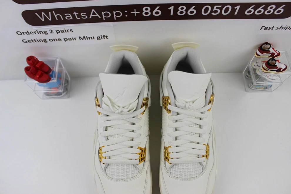 Popular GOAT Air Jordan 4 WMNS Sail “Metallic Gold” 811