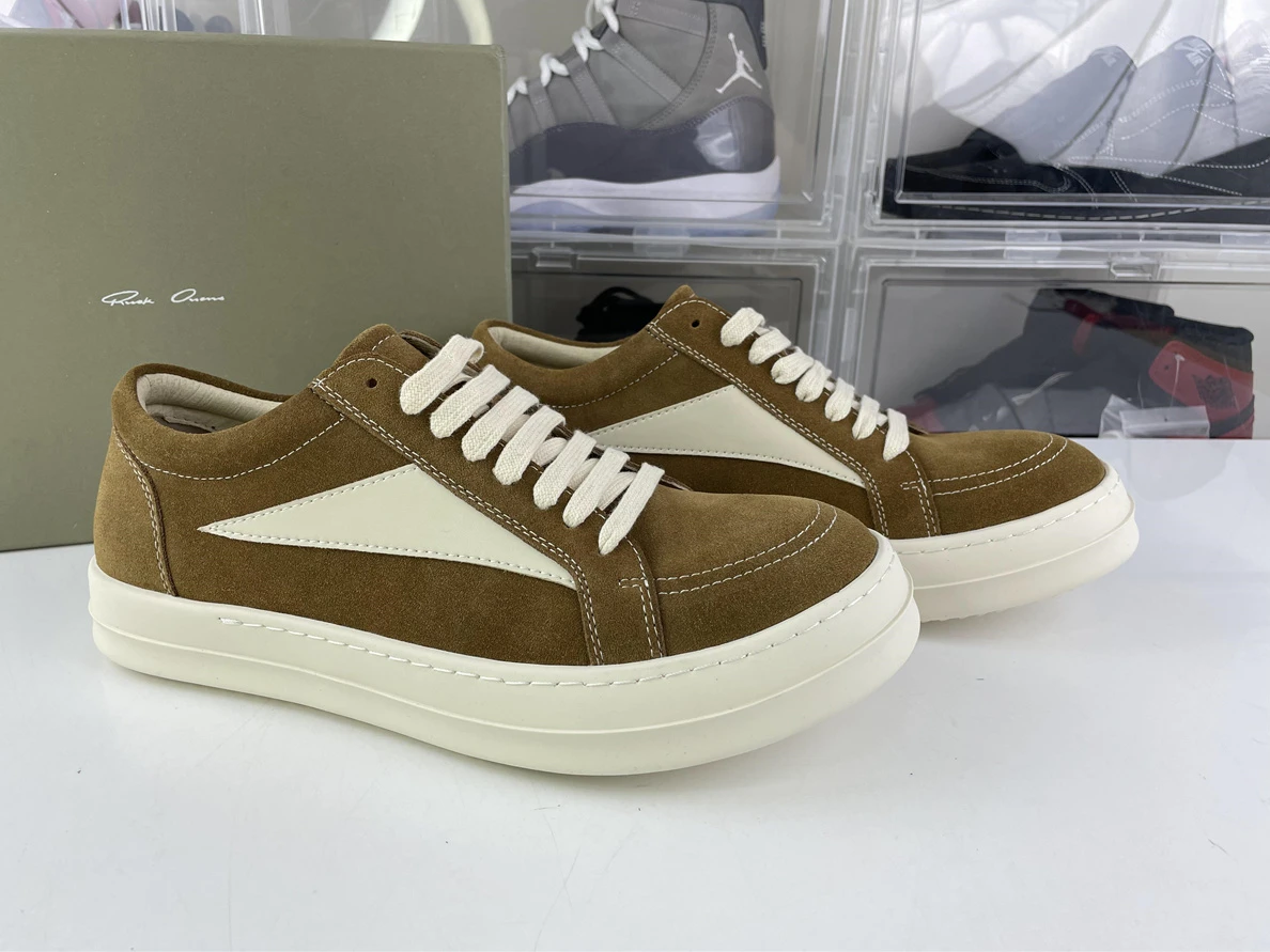Rick Owens Tan White Suede shoes ModernLook 3526