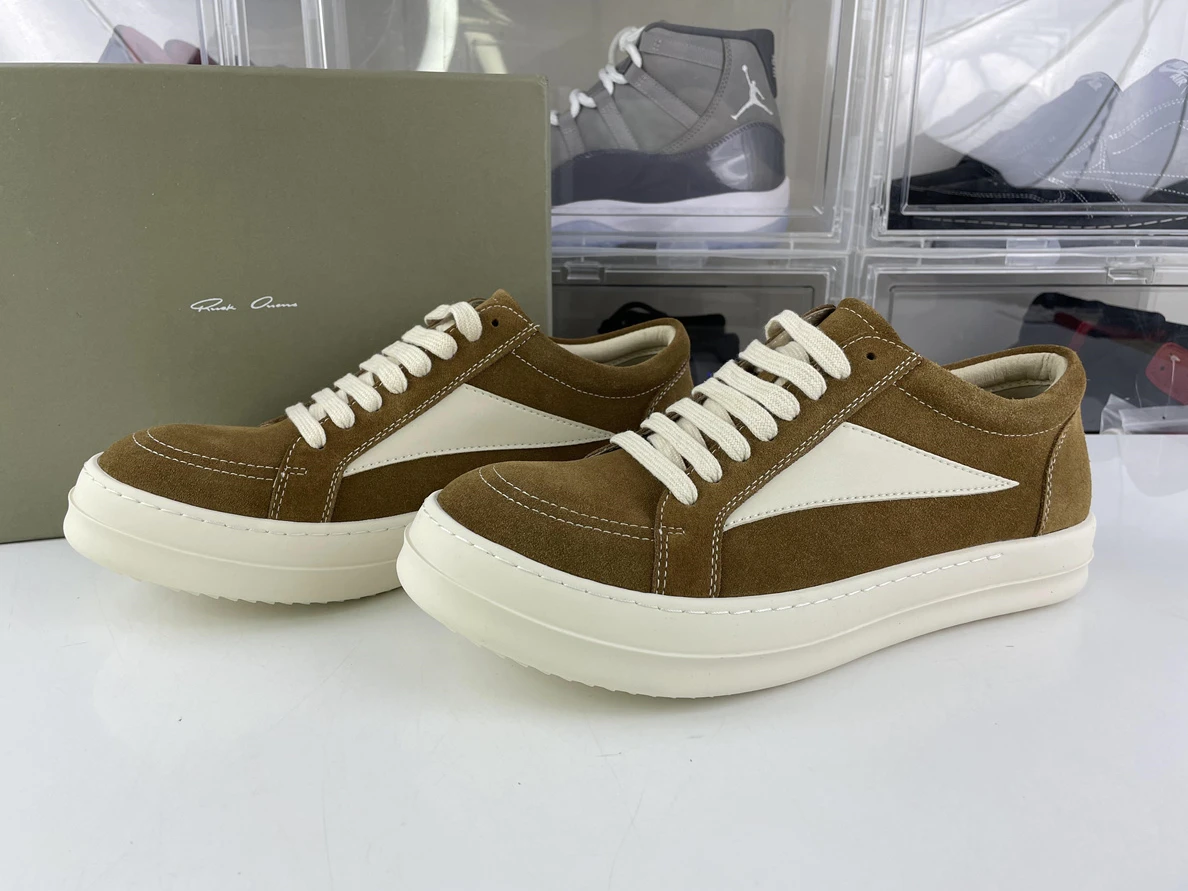 Rick Owens Tan White Suede shoes ModernLook 3526