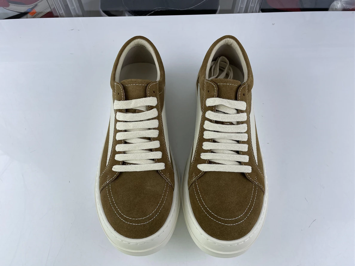 Rick Owens Tan White Suede shoes ModernLook 3526