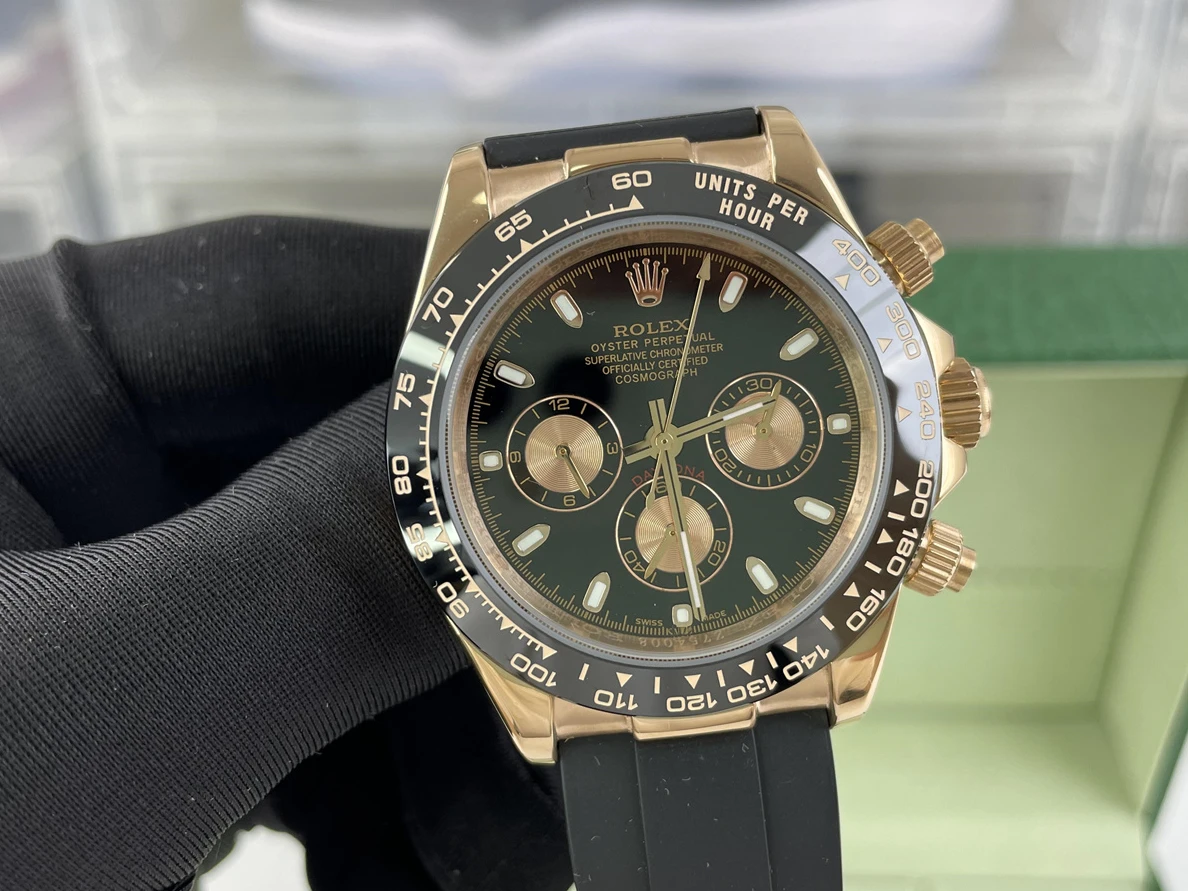 Rolex Watch Daytona Rose Gold Black, 41mm SportInspired 300
