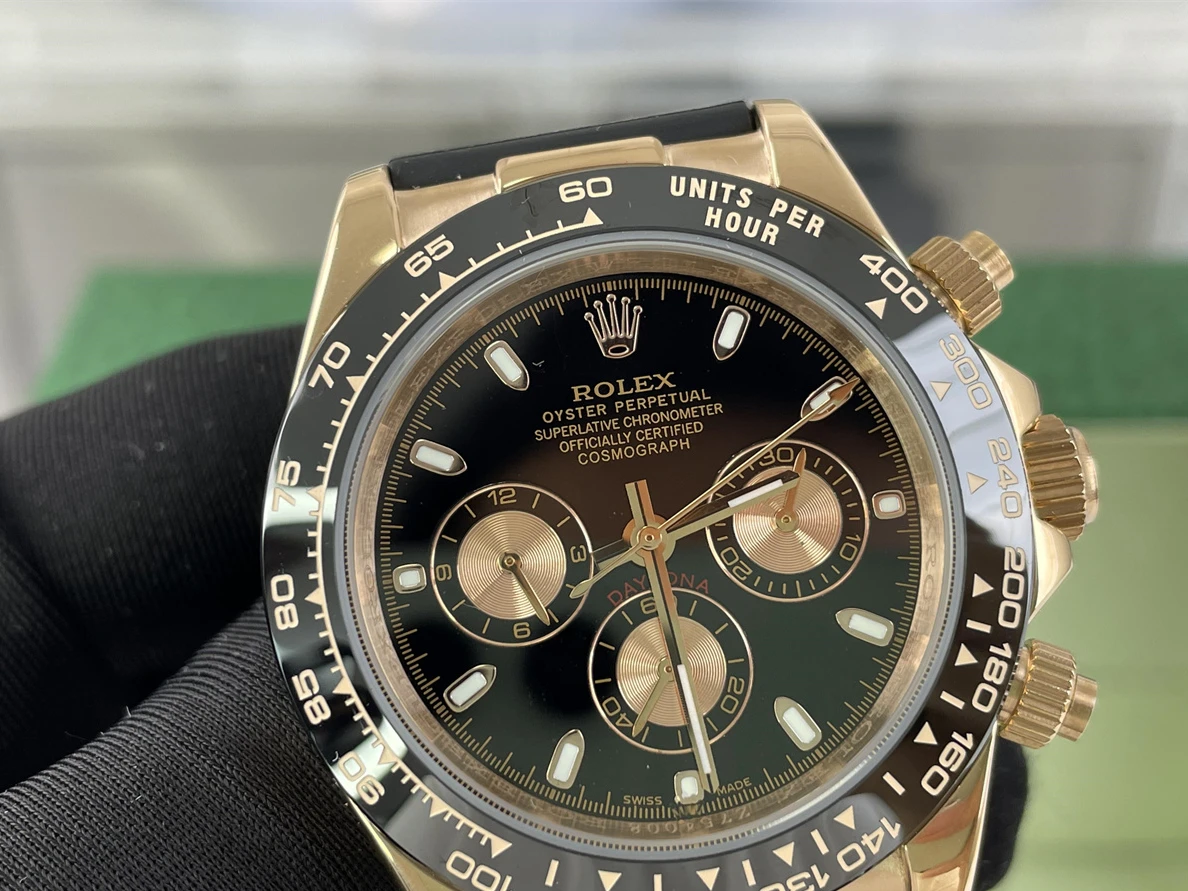 Rolex Watch Daytona Rose Gold Black, 41mm SportInspired 300