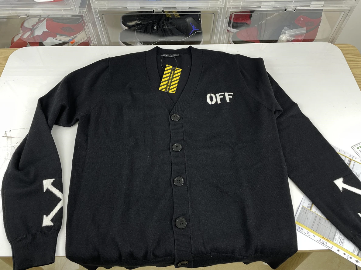 SmartChoice OFF-WHITE Black cardigan sweater 7