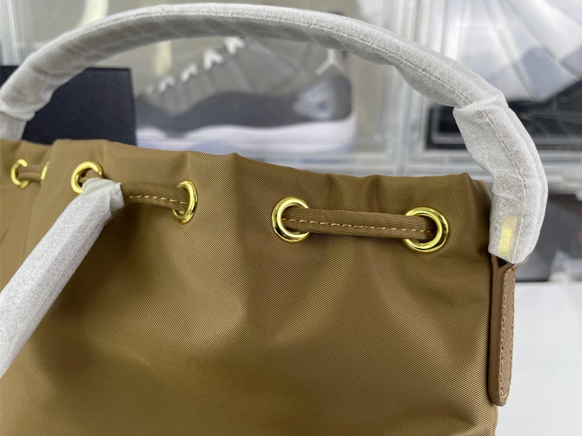 SmartChoice Prada Brown Nylon Bucket bag, 19.5x 15.5 x10 cm 3527