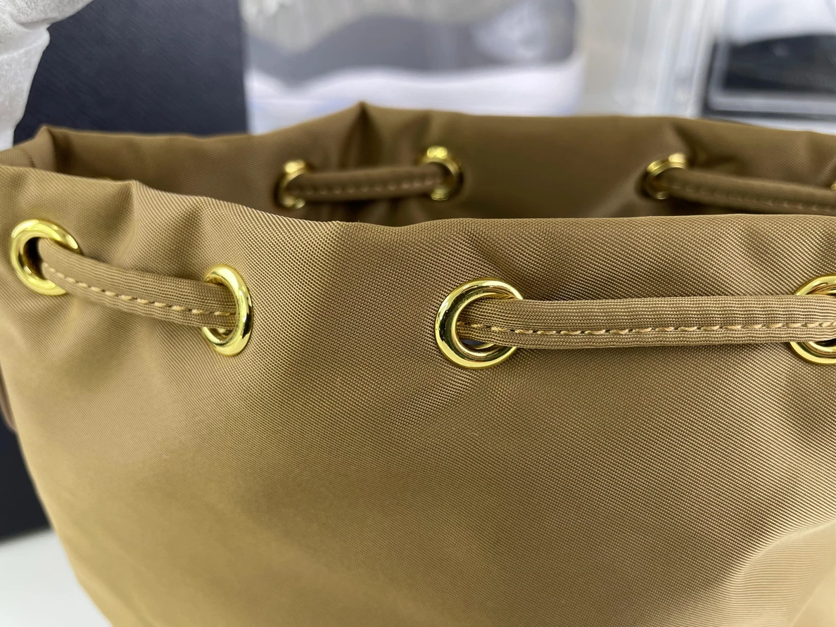 SmartChoice Prada Brown Nylon Bucket bag, 19.5x 15.5 x10 cm 3527