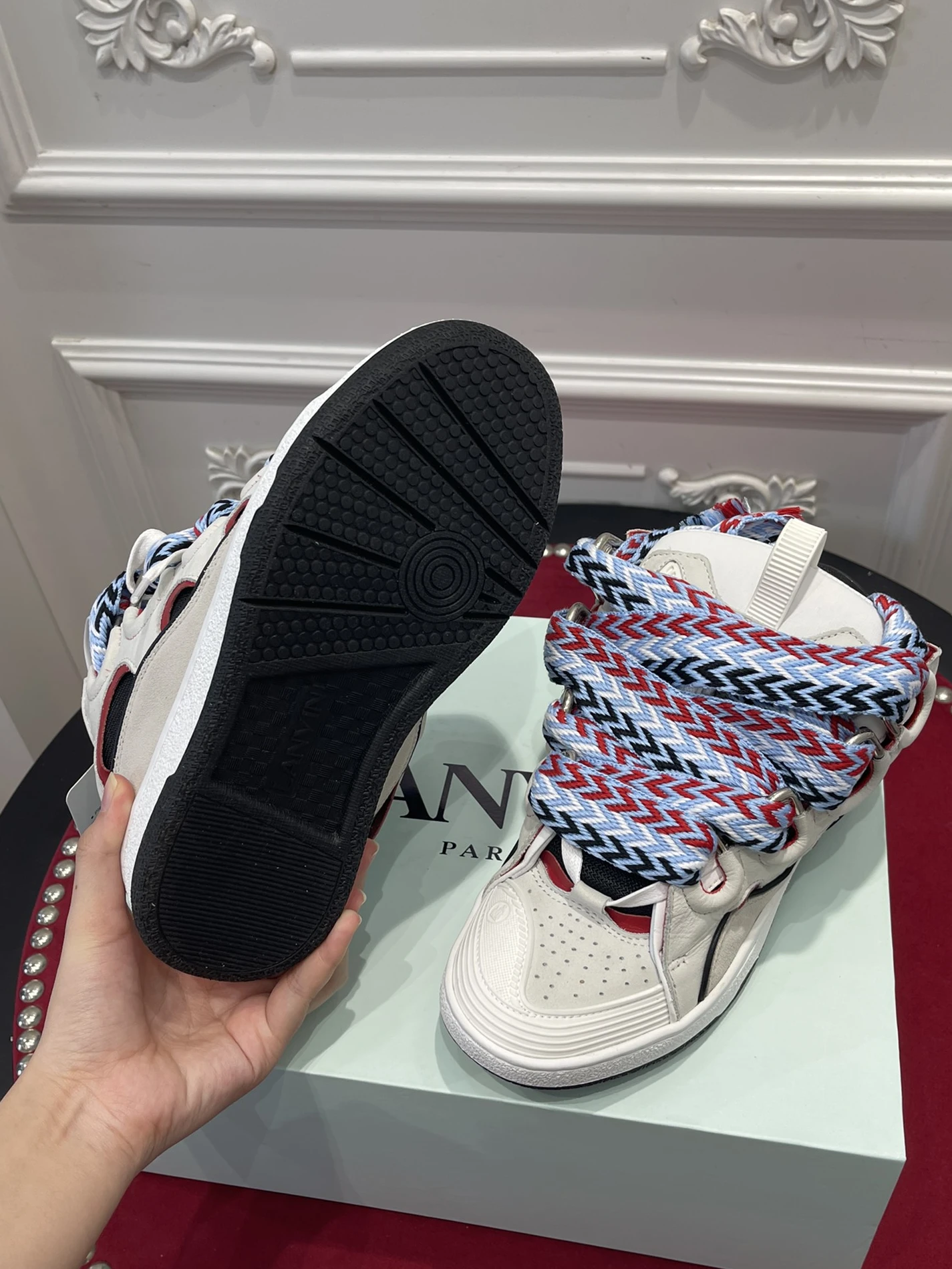 SportInspired 6128 Lanvin Leather Curb Light Grey Blue Black Red FM-SKRK11-DRAG-E 1505