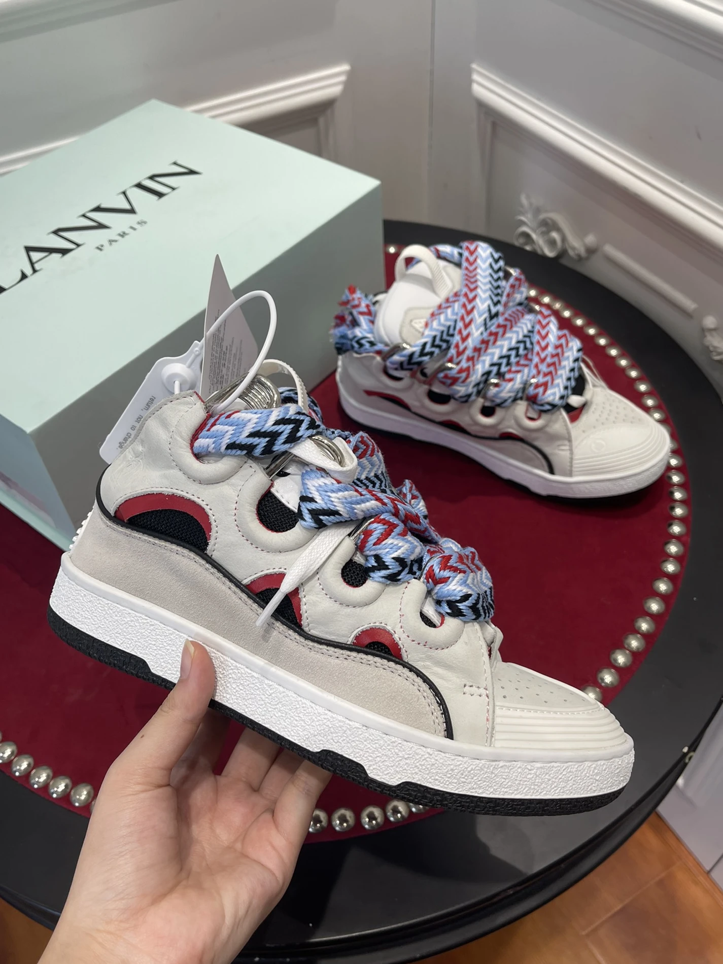 SportInspired 6128 Lanvin Leather Curb Light Grey Blue Black Red FM-SKRK11-DRAG-E 1505