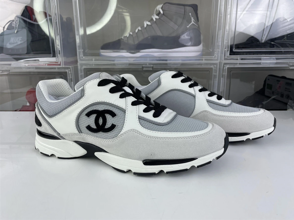 SportInspired CHANEL White sneakers with Black LOGO 1223