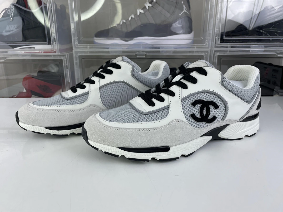 SportInspired CHANEL White sneakers with Black LOGO 1223