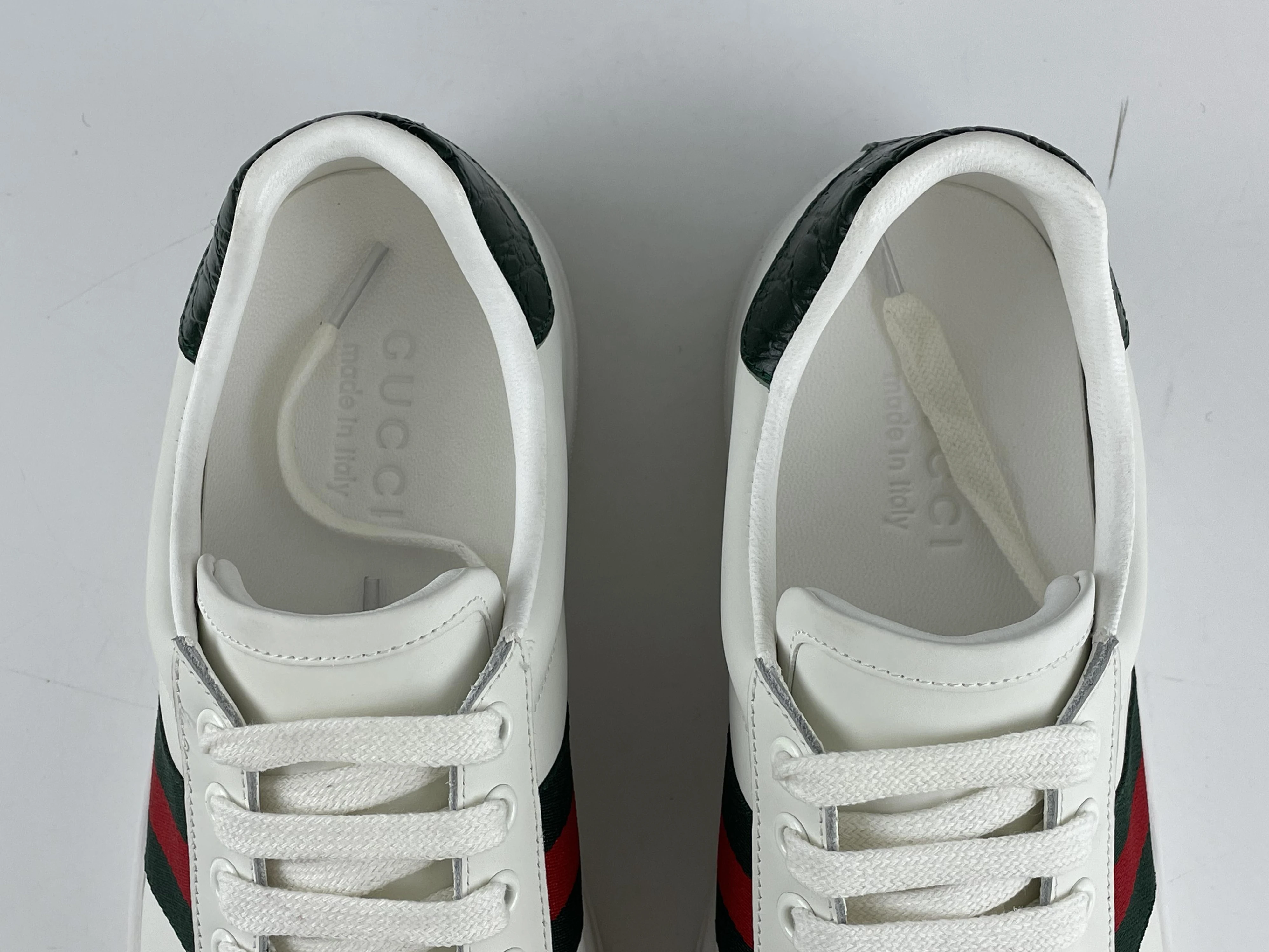 SportInspired GUCCI White ACE casual shoes Green heel leather 86