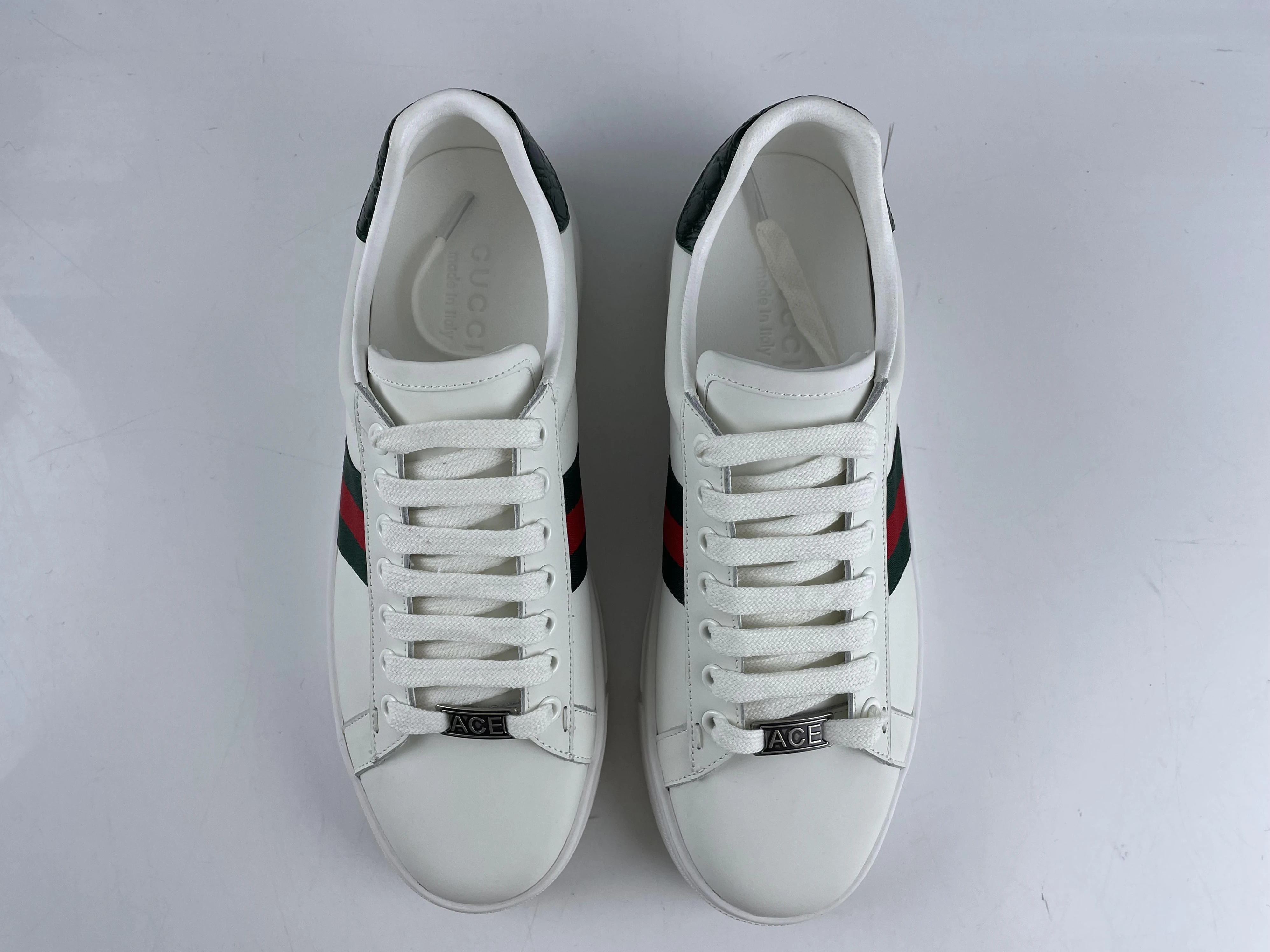 SportInspired GUCCI White ACE casual shoes Green heel leather 86