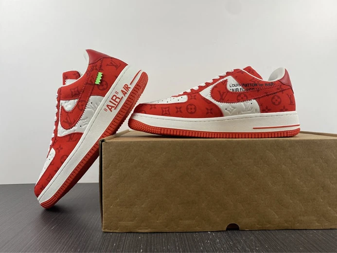 StreetReady LV Nike Air Force 1 Low By Virgil Abloh White Red 2421